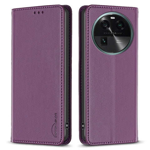 BINFEN COLOR BF18 Leather Phone Case for Oppo Find X6 Card Slots Stand Shockproof Phone Cover