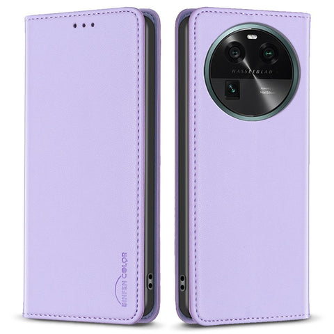 BINFEN COLOR BF18 Leather Phone Case for Oppo Find X6 Card Slots Stand Shockproof Phone Cover