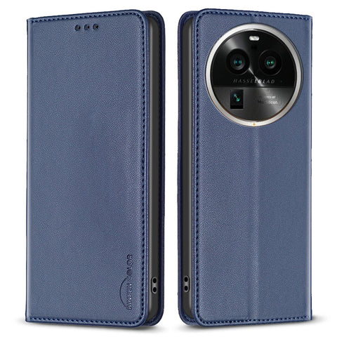 BINFEN COLOR BF18 Phone Stand Case for Oppo Find X6 Pro PU Leather Card Holder Cell Phone Cover