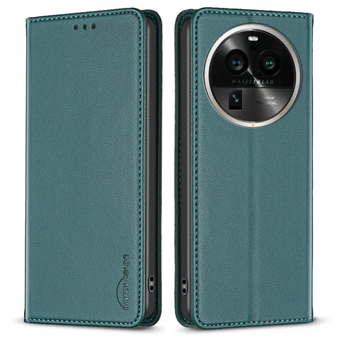 BINFEN COLOR BF18 Phone Stand Case for Oppo Find X6 Pro PU Leather Card Holder Cell Phone Cover