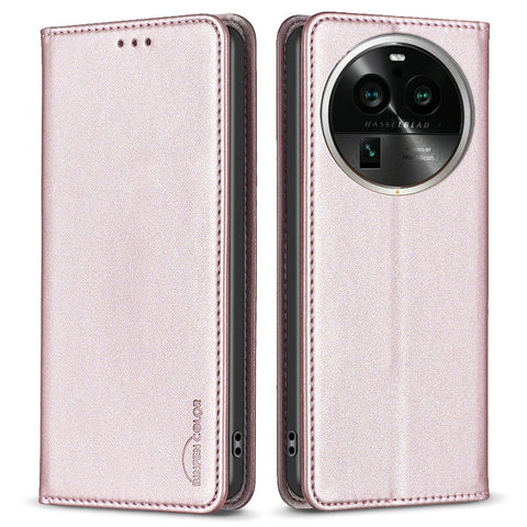 BINFEN COLOR BF18 Phone Stand Case for Oppo Find X6 Pro PU Leather Card Holder Cell Phone Cover