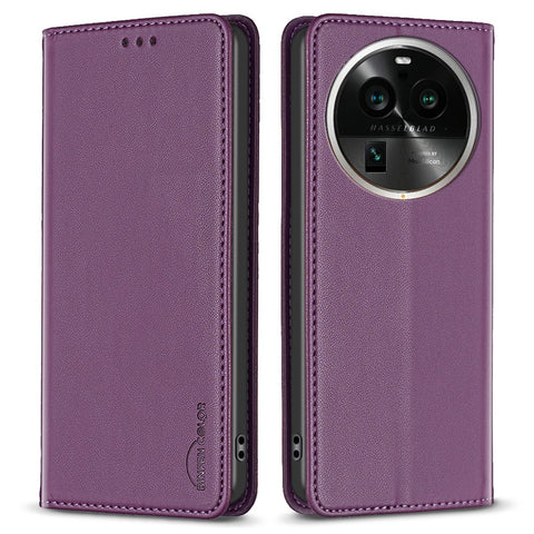 BINFEN COLOR BF18 Phone Stand Case for Oppo Find X6 Pro PU Leather Card Holder Cell Phone Cover