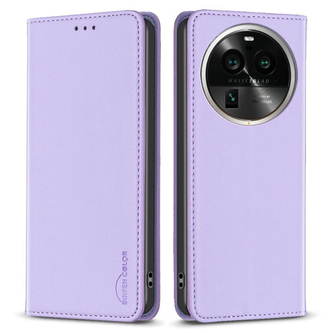 BINFEN COLOR BF18 Phone Stand Case for Oppo Find X6 Pro PU Leather Card Holder Cell Phone Cover
