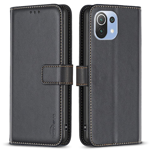 BINFEN COLOR BF17 For Xiaomi 11 Lite 5G NE / Mi 11 Lite 5G / 4G Cell Phone Stand PU Leather Case Wallet Phone Cover