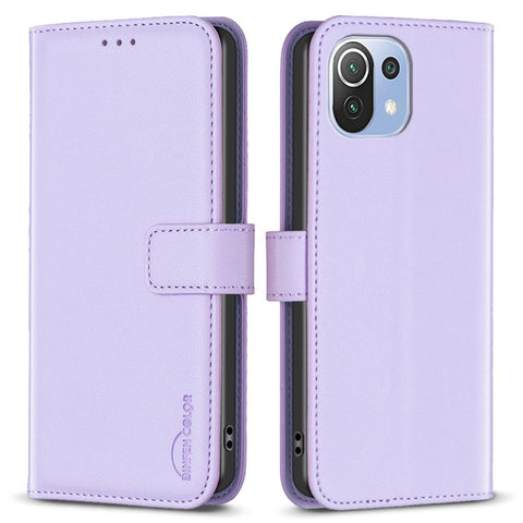 BINFEN COLOR BF17 For Xiaomi 11 Lite 5G NE / Mi 11 Lite 5G / 4G Cell Phone Stand PU Leather Case Wallet Phone Cover