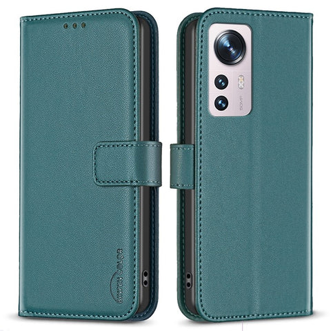 BINFEN COLOR BF17 For Xiaomi 12 5G / 12X 5G / 12S 5G Anti-Dust PU Leather Wallet Phone Stand Case Inner TPU Cover