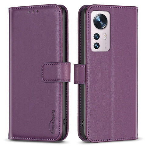 BINFEN COLOR BF17 For Xiaomi 12 5G / 12X 5G / 12S 5G Anti-Dust PU Leather Wallet Phone Stand Case Inner TPU Cover