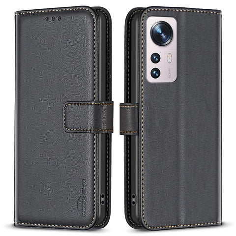 BINFEN COLOR BF17 For Xiaomi 12 5G / 12X 5G / 12S 5G Anti-Dust PU Leather Wallet Phone Stand Case Inner TPU Cover