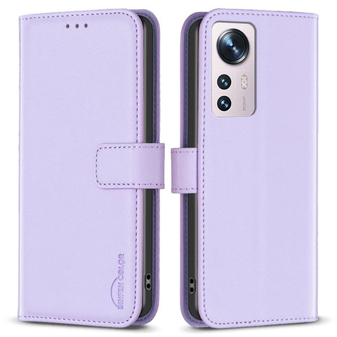 BINFEN COLOR BF17 For Xiaomi 12 5G / 12X 5G / 12S 5G Anti-Dust PU Leather Wallet Phone Stand Case Inner TPU Cover
