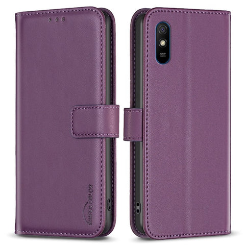 BINFEN COLOR BF17 Shockproof Leather Case for Xiaomi Redmi 9A , Wallet Stand Cell Phone Cover