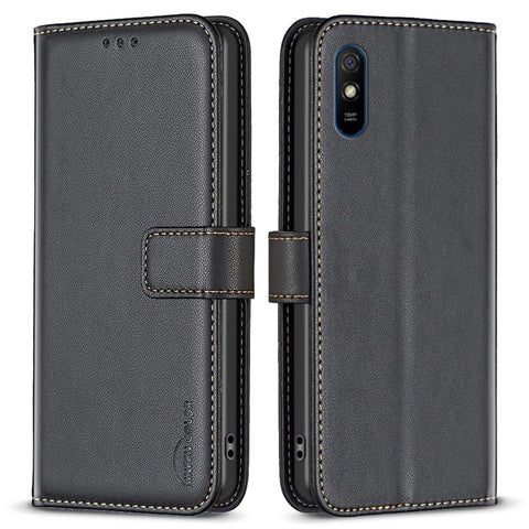 BINFEN COLOR BF17 Shockproof Leather Case for Xiaomi Redmi 9A , Wallet Stand Cell Phone Cover