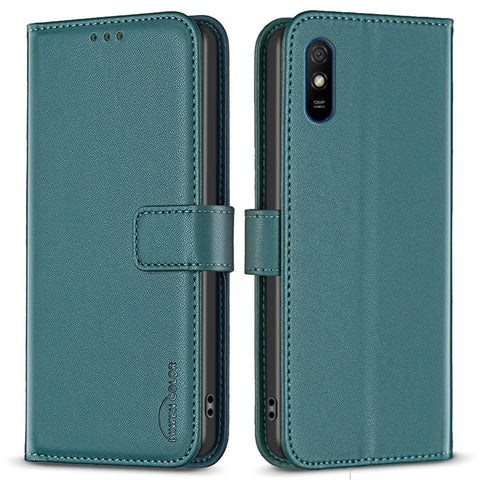 BINFEN COLOR BF17 Shockproof Leather Case for Xiaomi Redmi 9A , Wallet Stand Cell Phone Cover