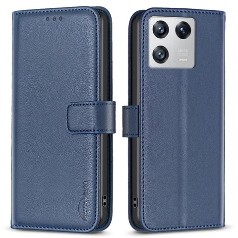 BINFEN COLOR BF17 Phone Stand Case for Xiaomi 13 PU Leather Protective Wallet Cover