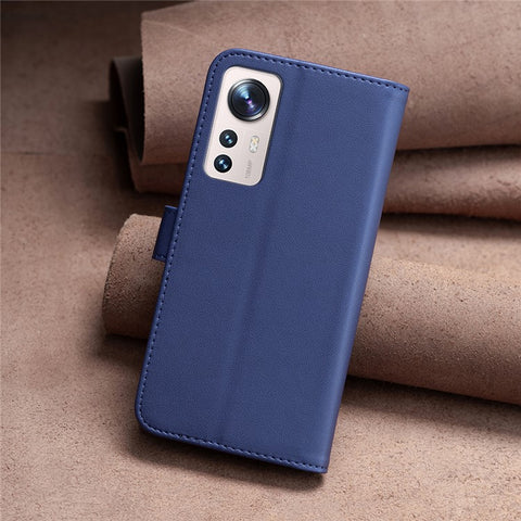 BINFEN COLOR BF17 Leather Phone Cover for Xiaomi 12 Lite 5G Anti-drop Wallet Stand Case