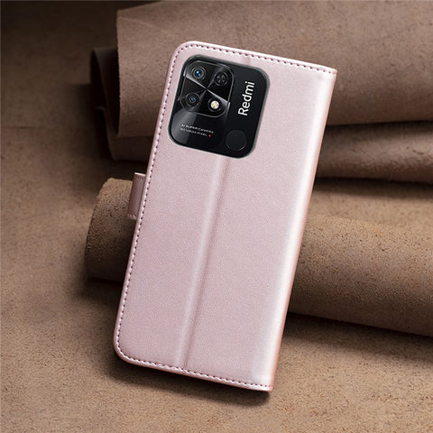 BINFEN COLOR BF17 Stand Phone Case for Xiaomi Redmi 10C 4G PU Leather Wallet Smartphone Cover