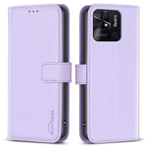 BINFEN COLOR BF17 Stand Phone Case for Xiaomi Redmi 10C 4G PU Leather Wallet Smartphone Cover