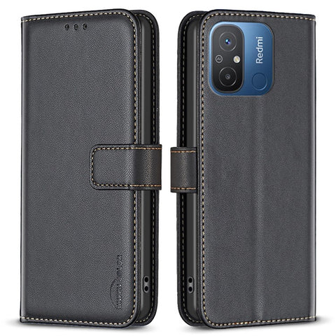 BINFEN COLOR BF17 For Xiaomi Poco C55 4G / Redmi 12C 4G Phone Case PU Leather Wallet Stand Phone Cover