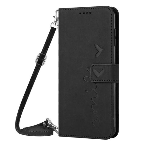 For Samsung Galaxy M14 5G / F14 5G Leather Case Heart Shape Stand Wallet Phone Cover with Shoulder Strap