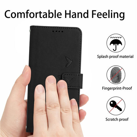 For Samsung Galaxy M14 5G / F14 5G Leather Case Heart Shape Stand Wallet Phone Cover with Shoulder Strap