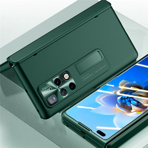 For Huawei Mate X2 4G / 5G Hinge Protection Phone Case Hard PC Kickstand Cover with Tempered Glass Film