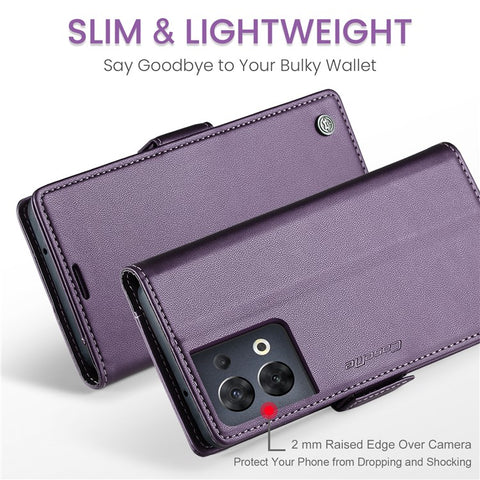 For Oppo Reno8 5G (Global) Leather Case CASEME 023 RFID Blocking 3 Card Slot Mobile Cover