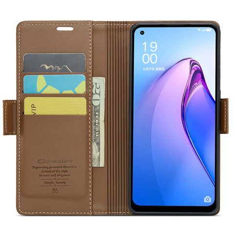 For Oppo A96 (China) 5G / Reno7 Z 5G / Reno7 Lite 5G / Reno8 Lite 5G / F21 Pro 5G / Reno8 Z 5G Leather Case CASEME 023 RFID Blocking Card Slot