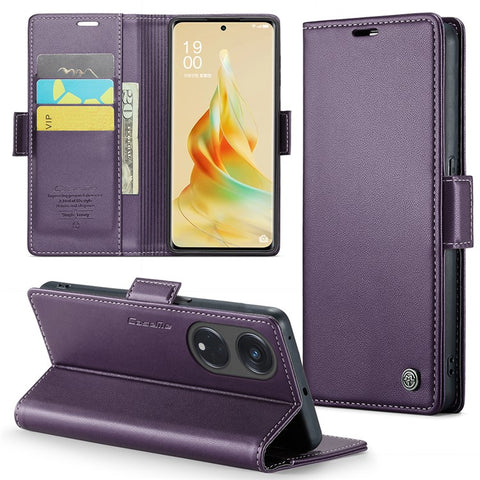 For Oppo Reno8 T 5G / A1 Pro 5G Leather Case CASEME 023 RFID Blocking 3 Card Slot Mobile Cover