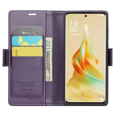 For Oppo Reno8 T 5G / A1 Pro 5G Leather Case CASEME 023 RFID Blocking 3 Card Slot Mobile Cover