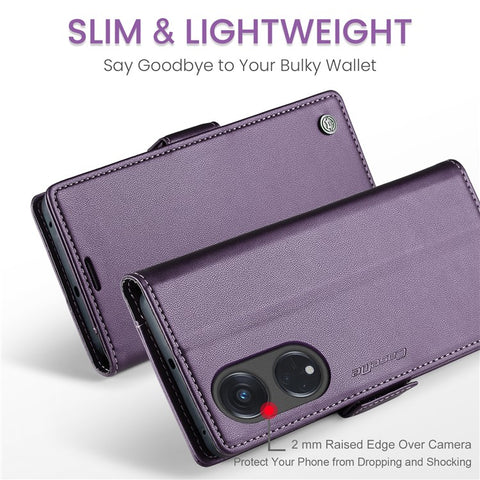 For Oppo Reno8 T 5G / A1 Pro 5G Leather Case CASEME 023 RFID Blocking 3 Card Slot Mobile Cover