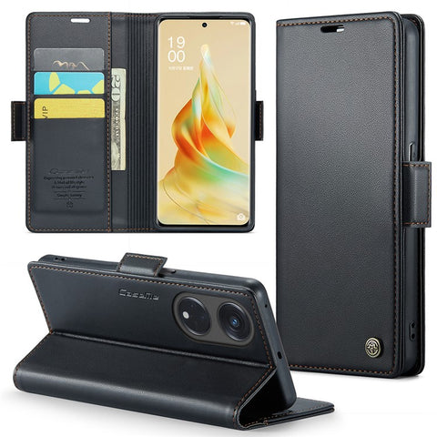 For Oppo Reno8 T 5G / A1 Pro 5G Leather Case CASEME 023 RFID Blocking 3 Card Slot Mobile Cover