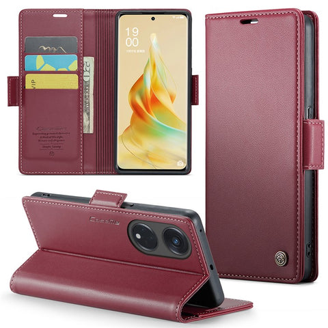 For Oppo Reno8 T 5G / A1 Pro 5G Leather Case CASEME 023 RFID Blocking 3 Card Slot Mobile Cover