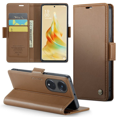 For Oppo Reno8 T 5G / A1 Pro 5G Leather Case CASEME 023 RFID Blocking 3 Card Slot Mobile Cover