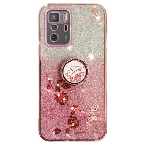 KADEM For Xiaomi Poco X3 GT / Redmi Note 10 Pro 5G (China) Electroplating Cell Phone Case Glitter Gradient Rhinestone Flower TPU Cover with Kickstand