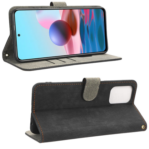 For Xiaomi Poco M5s 4G / Redmi Note 10 4G / Note 10S 4G / Note 11 SE (India) 4G RFID Blocking Mobile Phone PU Leather Stand Case Wallet Cover