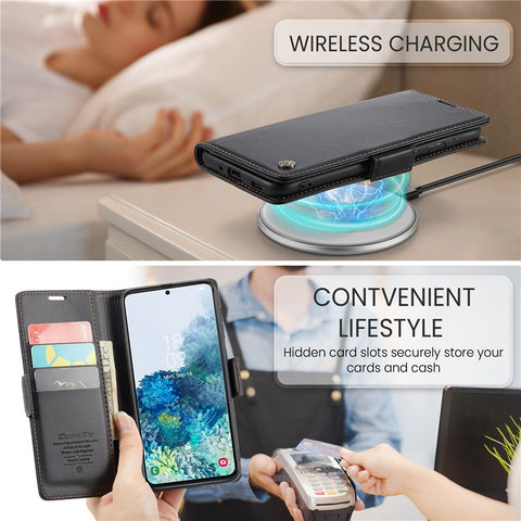 For Samsung Galaxy S20 Plus 5G / 4G Leather Case CASEME 023 RFID Blocking 3 Card Slot Mobile Cover