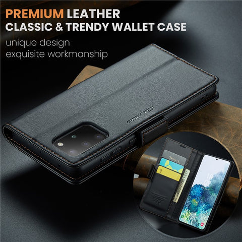 For Samsung Galaxy S20 Plus 5G / 4G Leather Case CASEME 023 RFID Blocking 3 Card Slot Mobile Cover
