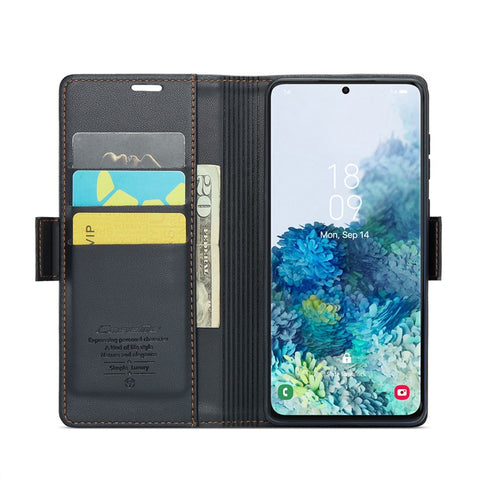 For Samsung Galaxy S20 Plus 5G / 4G Leather Case CASEME 023 RFID Blocking 3 Card Slot Mobile Cover