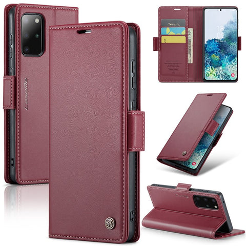 For Samsung Galaxy S20 Plus 5G / 4G Leather Case CASEME 023 RFID Blocking 3 Card Slot Mobile Cover