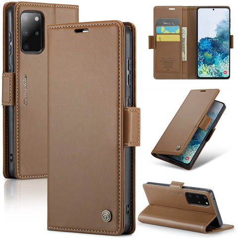 For Samsung Galaxy S20 Plus 5G / 4G Leather Case CASEME 023 RFID Blocking 3 Card Slot Mobile Cover