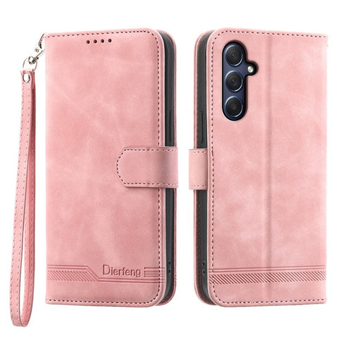DIERFENG DF-03 for Samsung Galaxy M54 5G / F54 5G Phone Case Lines Imprinted Leather Wallet Stand Cover