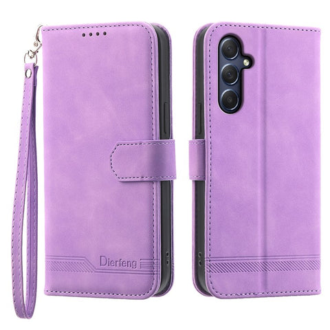 DIERFENG DF-03 for Samsung Galaxy M54 5G / F54 5G Phone Case Lines Imprinted Leather Wallet Stand Cover