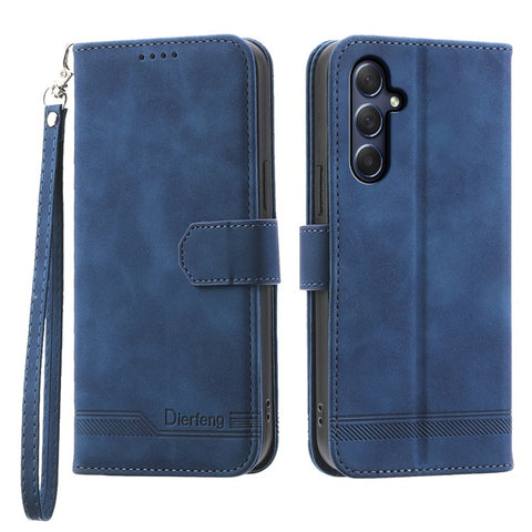 DIERFENG DF-03 for Samsung Galaxy M54 5G / F54 5G Phone Case Lines Imprinted Leather Wallet Stand Cover
