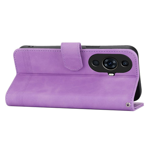 DIERFENG DF-03 for Huawei nova 11 Pro / nova 11 Ultra Lines Imprinted Phone Case PU Leather Wallet Stand Cover