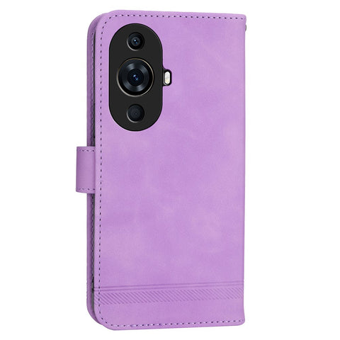 DIERFENG DF-03 for Huawei nova 11 Pro / nova 11 Ultra Lines Imprinted Phone Case PU Leather Wallet Stand Cover