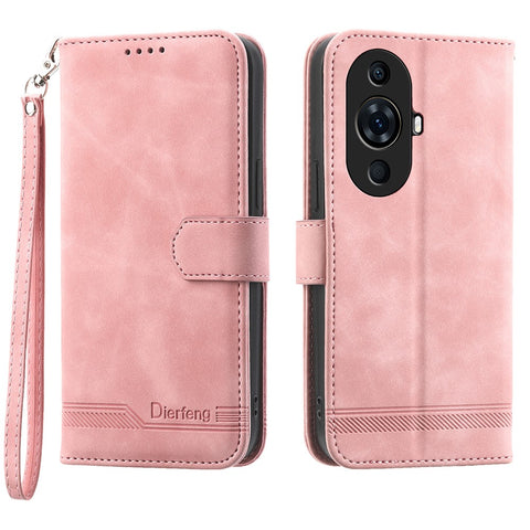 DIERFENG DF-03 for Huawei nova 11 Pro / nova 11 Ultra Lines Imprinted Phone Case PU Leather Wallet Stand Cover