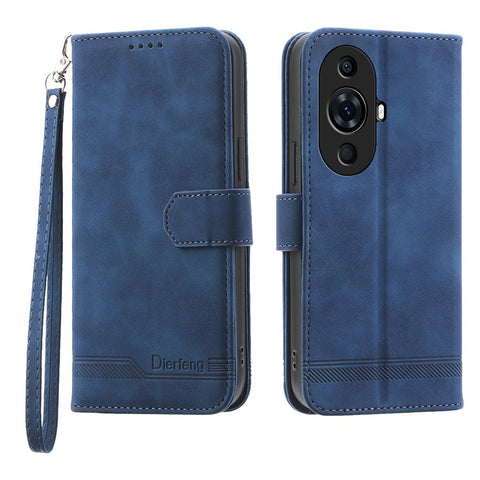 DIERFENG DF-03 for Huawei nova 11 Pro / nova 11 Ultra Lines Imprinted Phone Case PU Leather Wallet Stand Cover