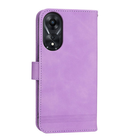DIERFENG DF-03 for Oppo A78 5G Leather Phone Case Lines Imprint Anti-drop Cover with Stand Wallet