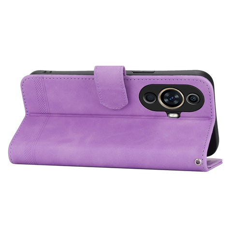 DIERFENG DF-03 Phone Case for Huawei nova 11 / nova 12s 4G / nova 12 Lite 4G , Lines Imprinted Leather Wallet Flip Stand Cover