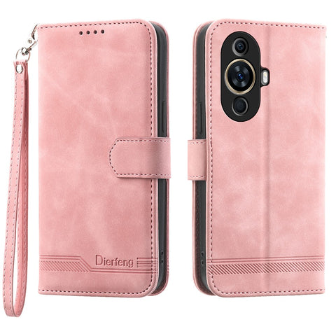 DIERFENG DF-03 Phone Case for Huawei nova 11 / nova 12s 4G / nova 12 Lite 4G , Lines Imprinted Leather Wallet Flip Stand Cover
