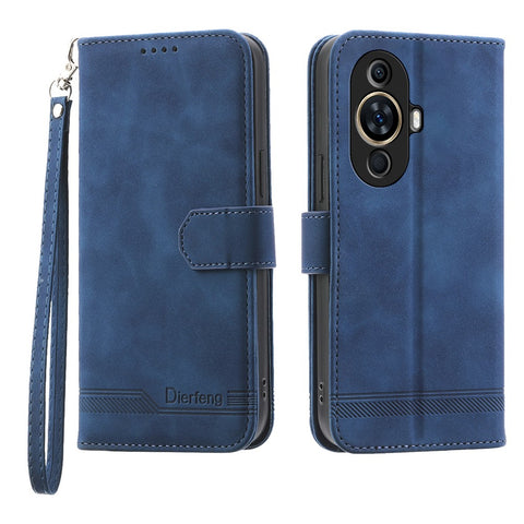 DIERFENG DF-03 Phone Case for Huawei nova 11 / nova 12s 4G / nova 12 Lite 4G , Lines Imprinted Leather Wallet Flip Stand Cover